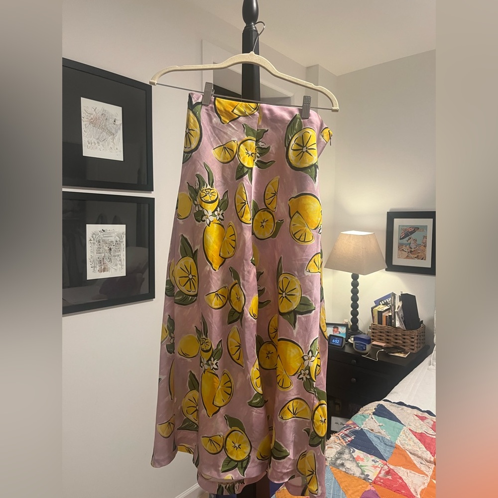 lilac and lemon printed skirt zara